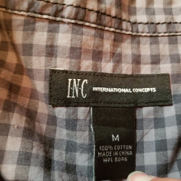 INC International Concepts Plaid Pearl Snap Shirt - Picture 4 of 4